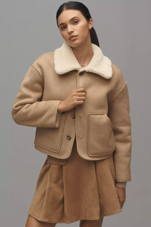 AMARA SHERPA JACKET REVERSIBLE - SAND - VELVET