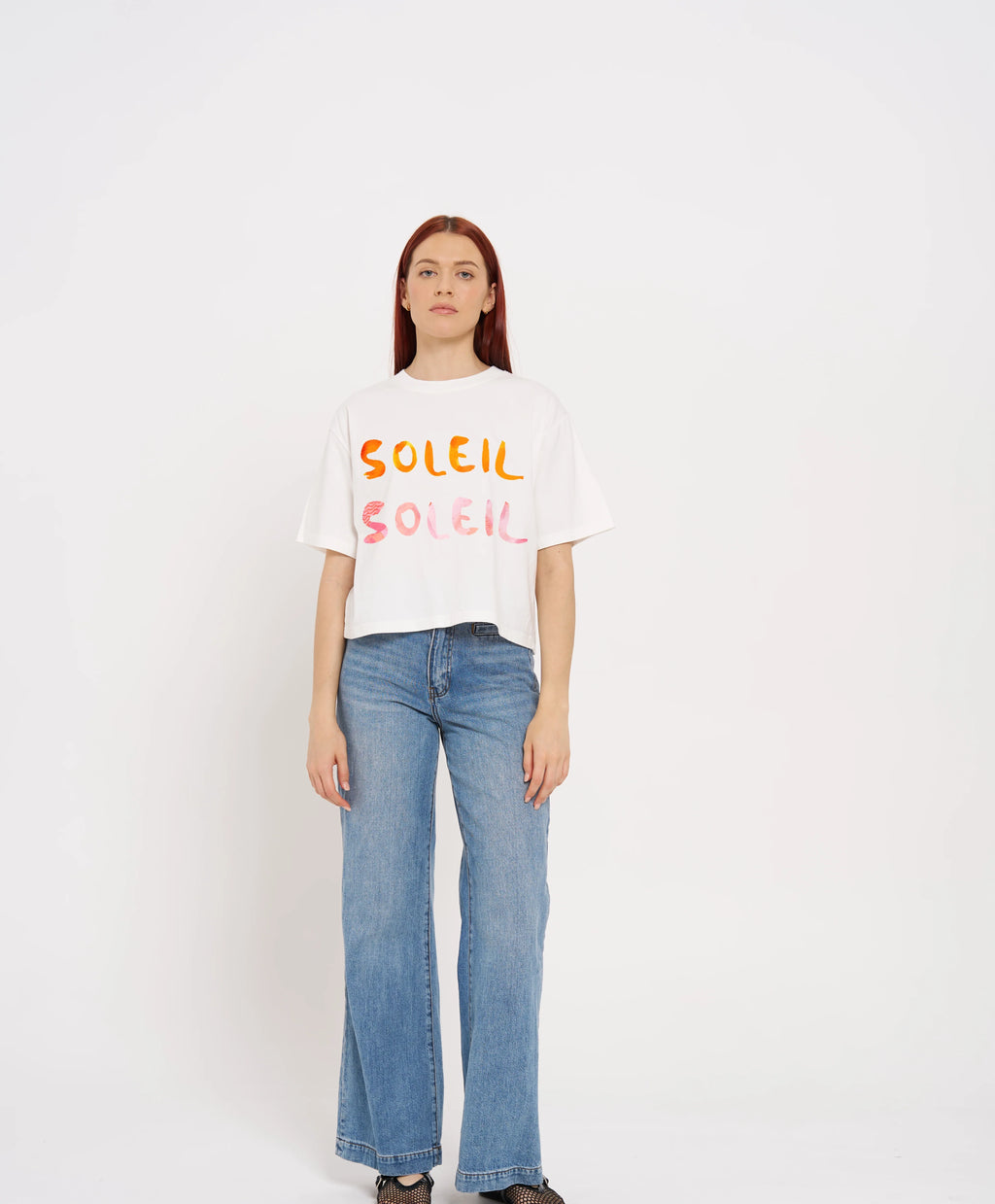 SOLEIL SOLEIL TEE BOXY CROP - WHITE - MAKU