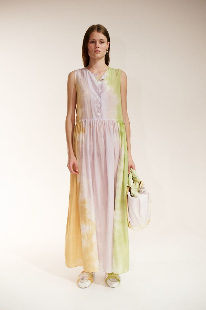 SILK COTTON TANK MAXI DRESS - GELATO STRIPE - LUUDA