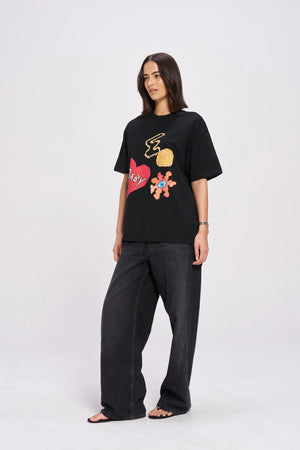 TREASURES OVERSIZE TEE - BLACK - MAKU