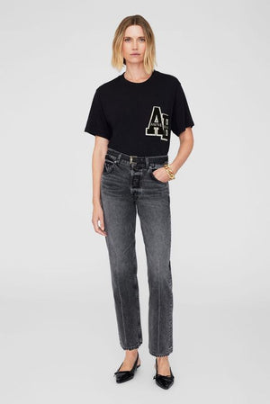 LILI TEE LETTERMAN - BLACK - ANINE BING