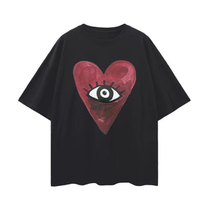 BURGUNDY HEARTS CLUB OVERSIZE TEE - BLACK BEAUTY - MAKU