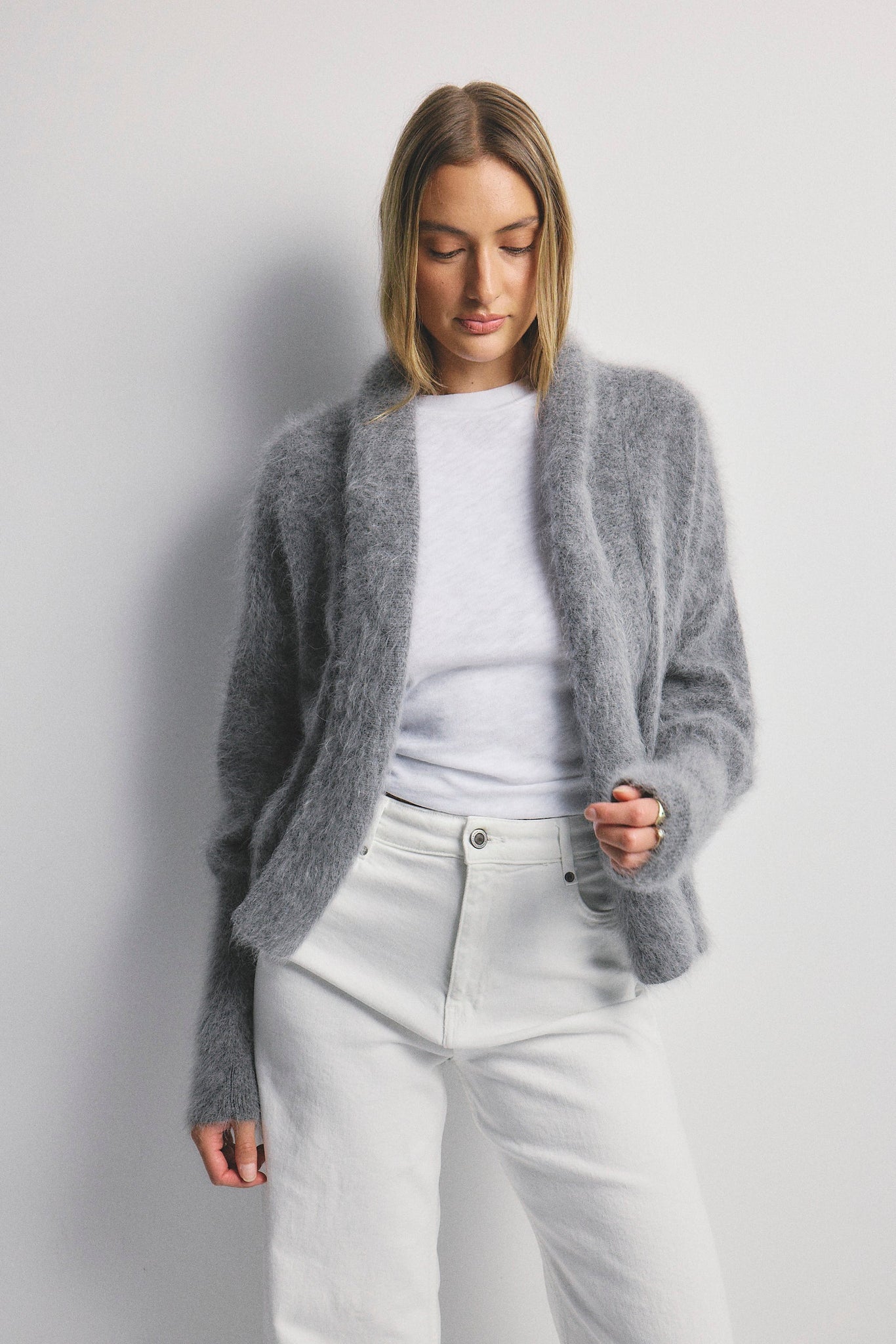 ZOE CROPPED OPEN CASHMERE CARDIGAN - CHARCOAL - WORLD OF NOMADS