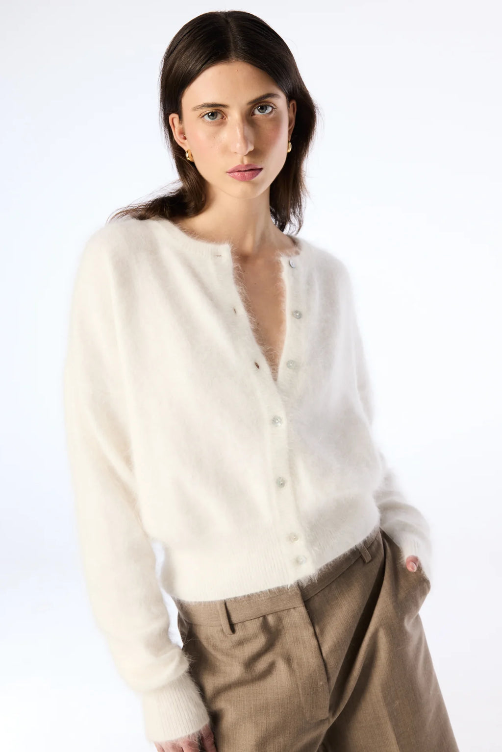 FRANKIE CASHMERE CARDIGAN - SNOW - WORLD OF NOMADS
