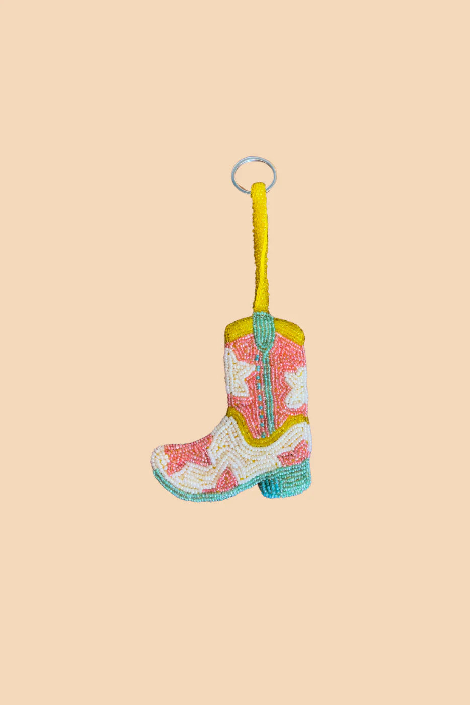 BEADED MINI KEYRING - COWBOY BOOT PINK - THE JACKSONS