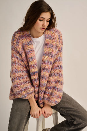 MAUD CARDIGAN SHORT - LILAC / PEACH / METALLIC - LES TRICOTS D'O