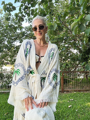 MIDI ROBE PALM TREE - NATURAL - CIE CIE