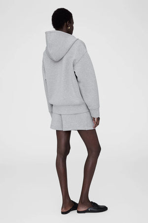 BOND ZIP UP HOODIE FRAMED MONOGRAM - HEATHER GREY - ANINE BING