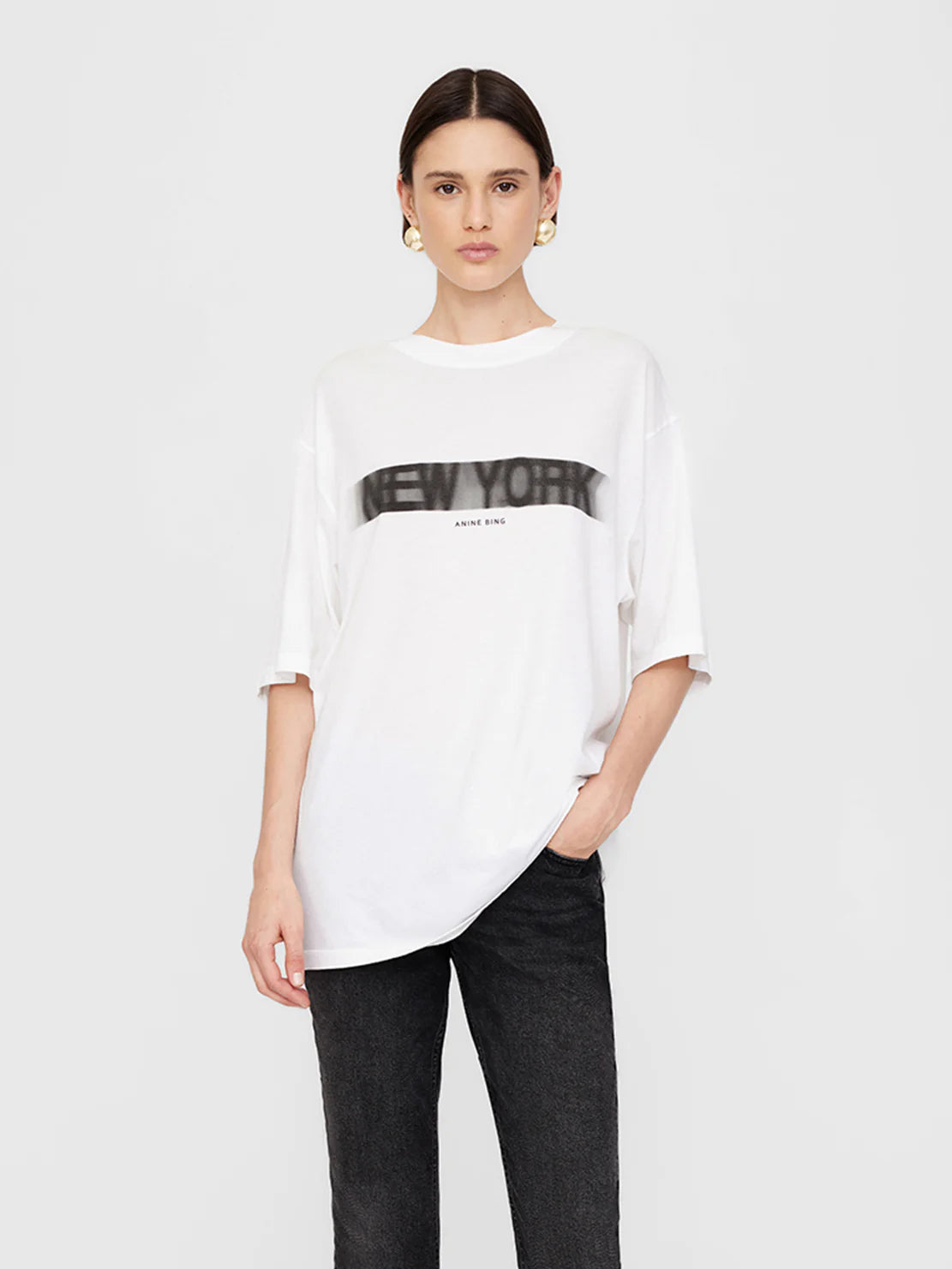 CASON TEE BLUR - IVORY - ANINE BING