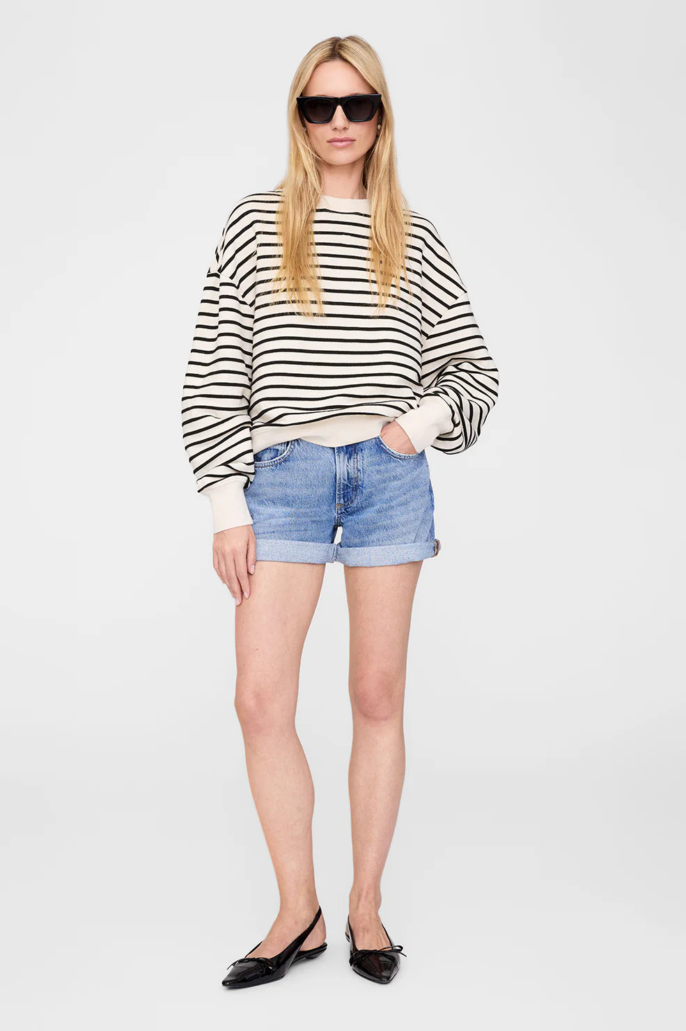 DEAN SWEATSHIRT - BLACK STRIPE FRENCH TERRY - ANINE BING
