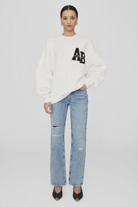 MILES OVERSIZED SWEATSHIRT LETTERMAN - OFF WHITE - ANINE BING