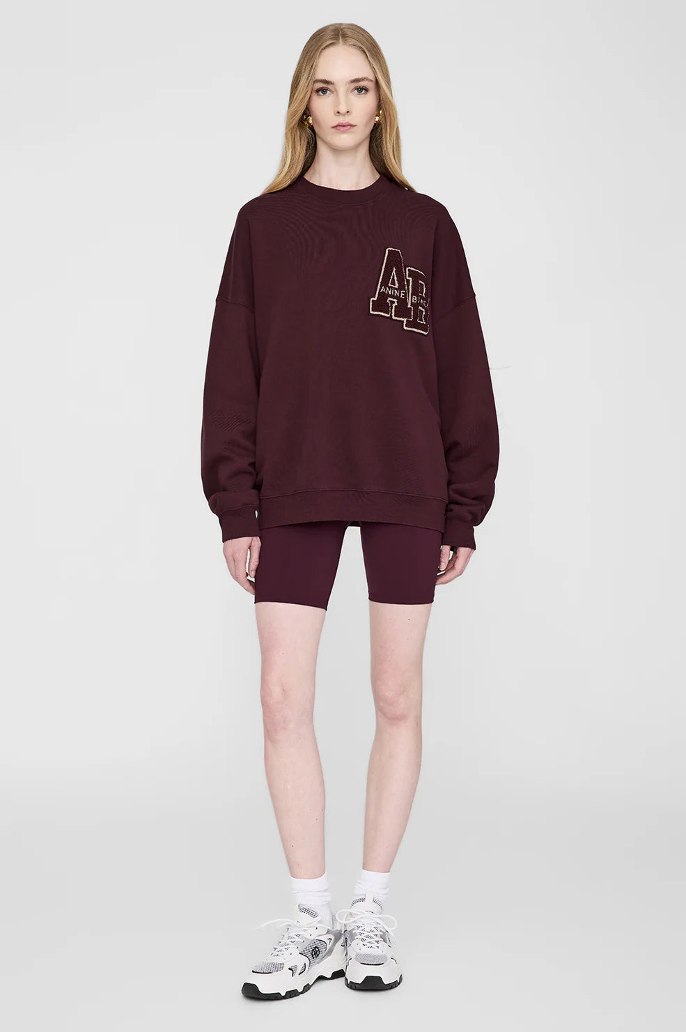 MILES OVERSIZED SWEATSHIRT LETTERMAN - DARK BURGUNDY - ANINE BING