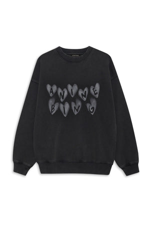 SPENCER SWEATSHIRT HEARTS - WASHED BLACK - ANINE BING