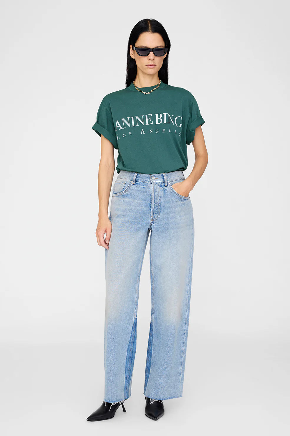 ASHTON TEE LOS ANGELES - DARK TEAL - ANINE BING
