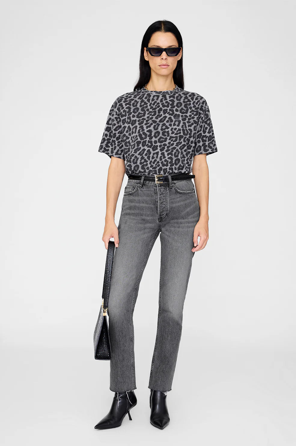COHEN TEE - GREY LEOPARD - ANINE BING
