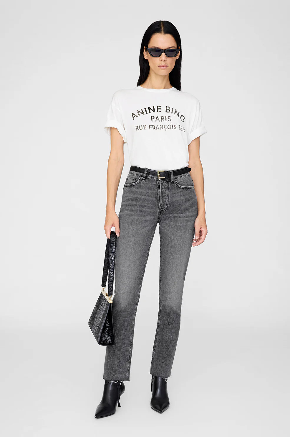 COHEN TEE PARIS STENCIL - IVORY - ANINE BING