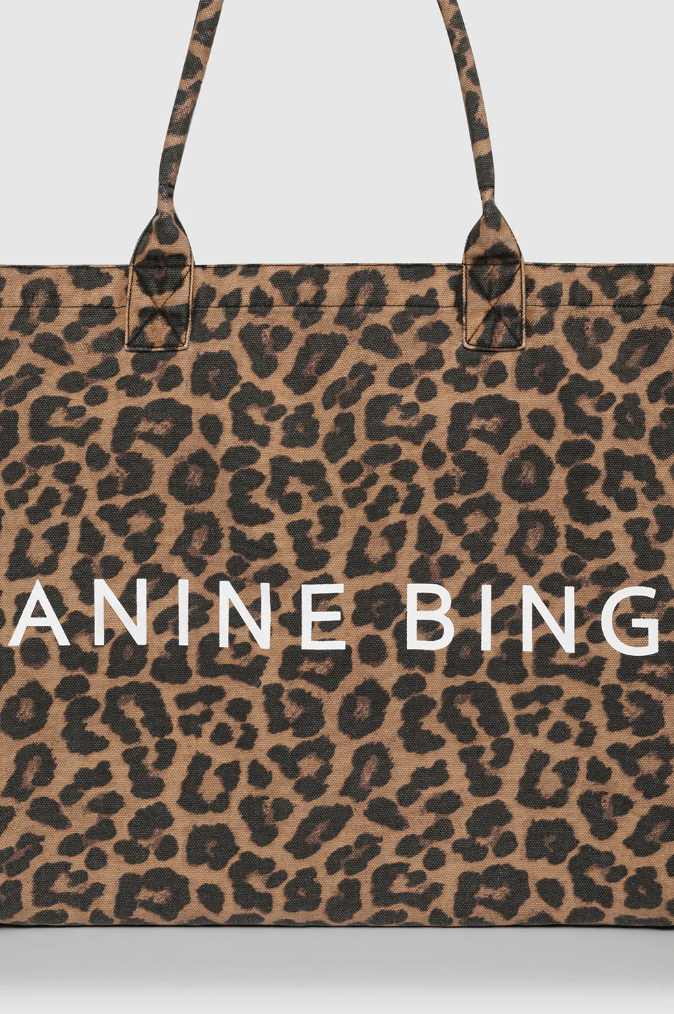 LEO CANVAS TOTE - BLACK AND BROWN LEOPARD  - ANINE BING