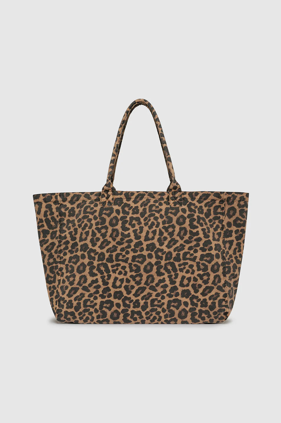 LEO CANVAS TOTE - BLACK AND BROWN LEOPARD  - ANINE BING