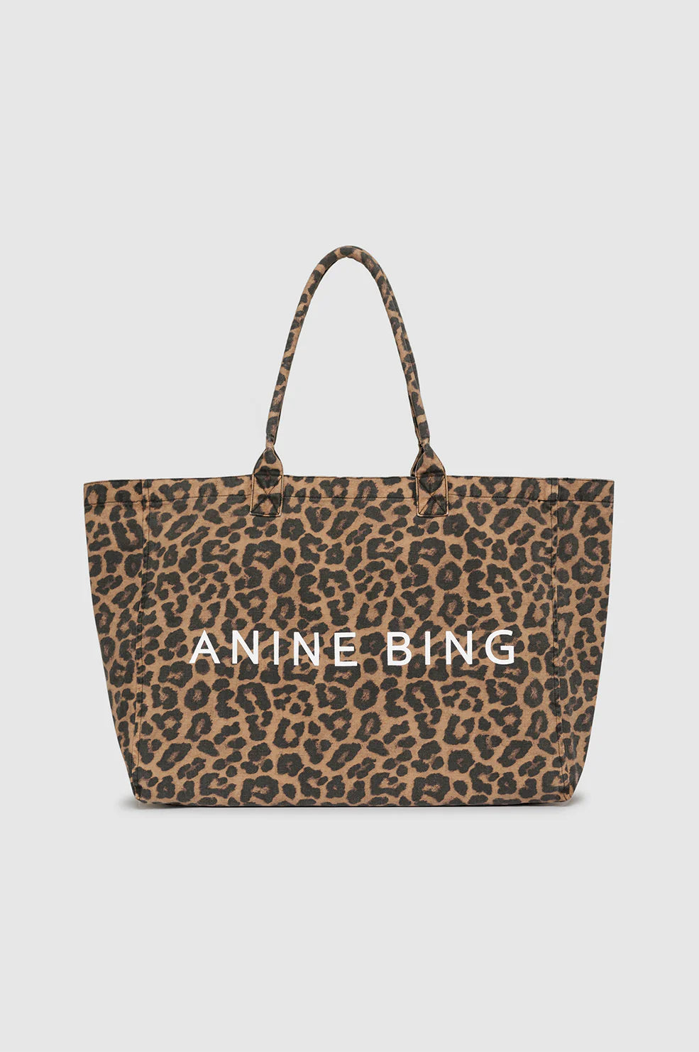 LEO CANVAS TOTE - BLACK AND BROWN LEOPARD  - ANINE BING