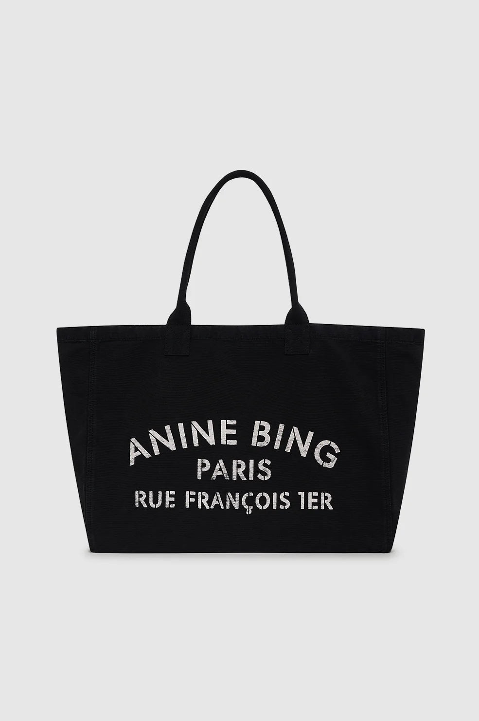 LEO CANVAS TOTE - BLACK - ANINE BING