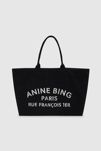 LEO CANVAS TOTE - BLACK - ANINE BING