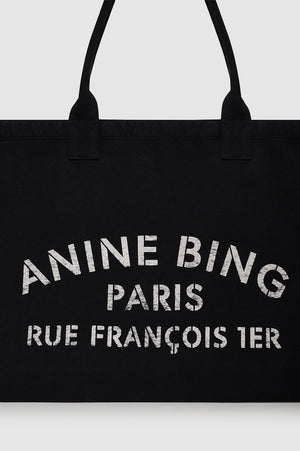 LEO CANVAS TOTE - BLACK - ANINE BING