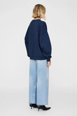 MILES OVERSIZED SWEATSHIRT LETTERMAN - WASHED NAVY - ANINE BING