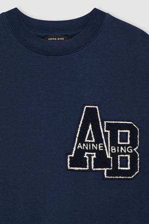 MILES OVERSIZED SWEATSHIRT LETTERMAN - WASHED NAVY - ANINE BING