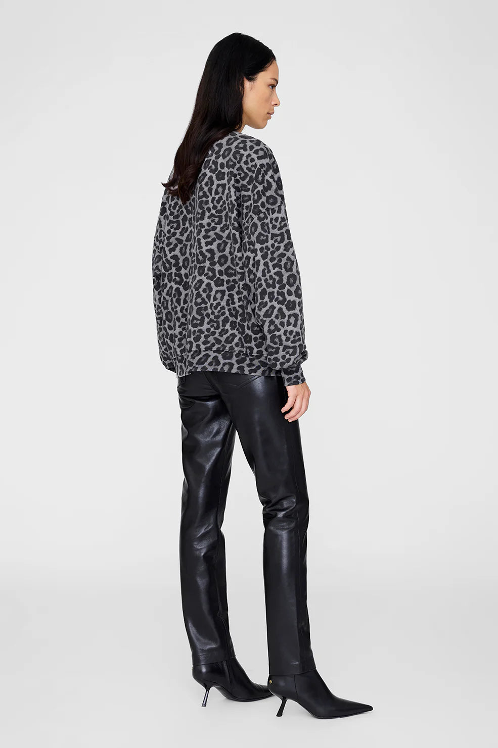MILES SWEATSHIRT - GREY LEOPARD - ANINE BING