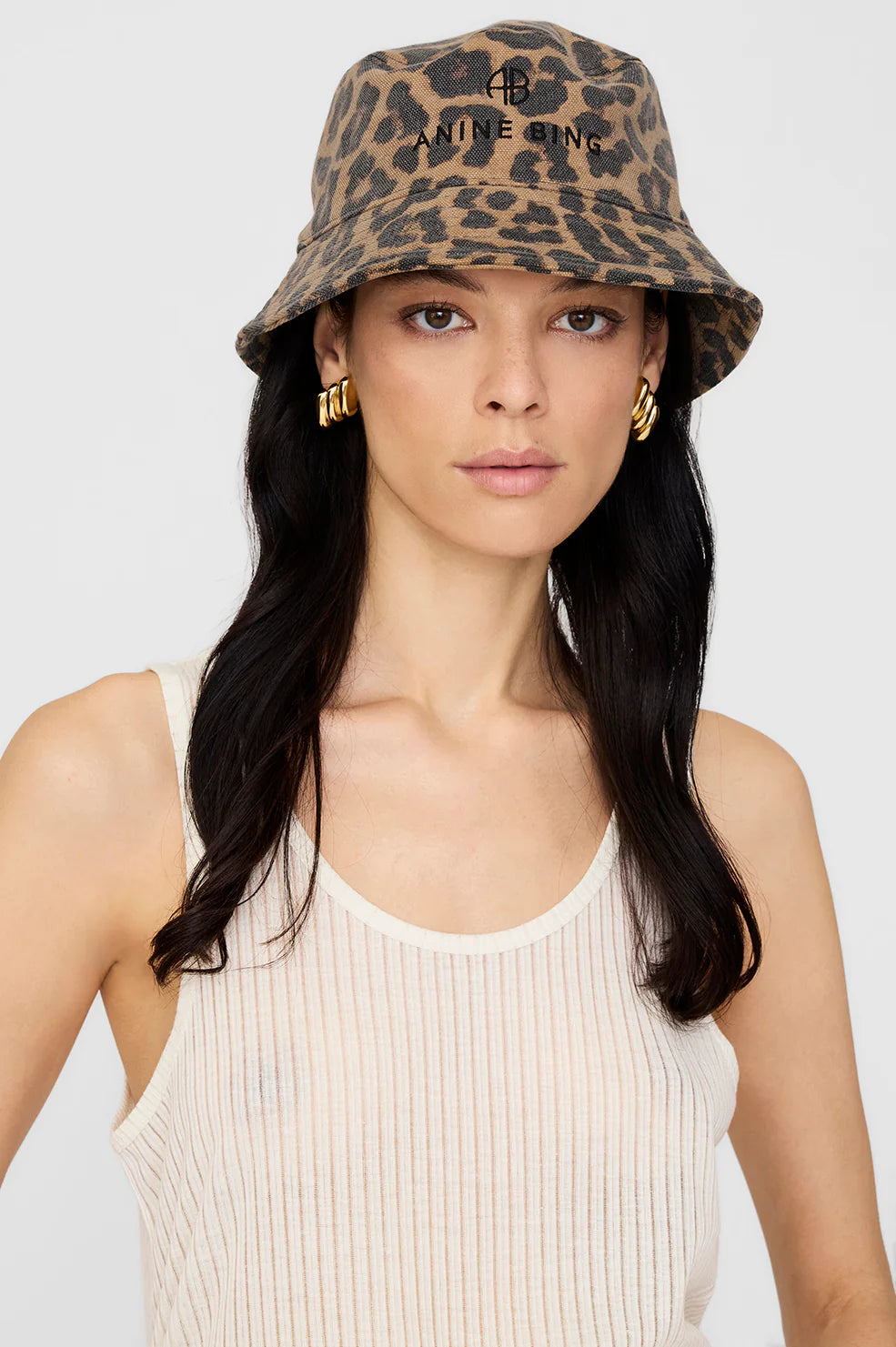NICKS BUCKET HAT -  BLACK AND BROWN LEOPARD - ANINE BING