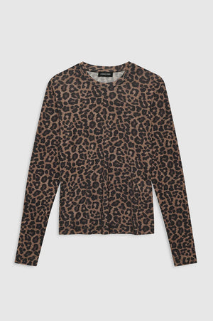 SYLVIE LONG SLEEVE TEE - BLACK AND BROWN LEOPARD - ANINE BING