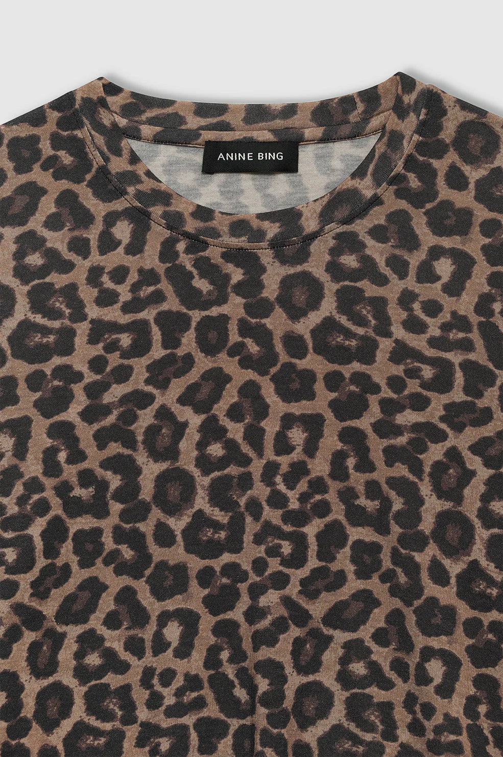 SYLVIE LONG SLEEVE TEE - BLACK AND BROWN LEOPARD - ANINE BING