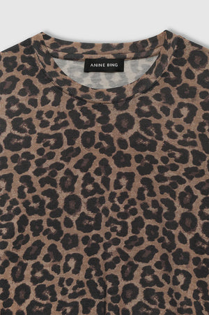 SYLVIE LONG SLEEVE TEE - BLACK AND BROWN LEOPARD - ANINE BING