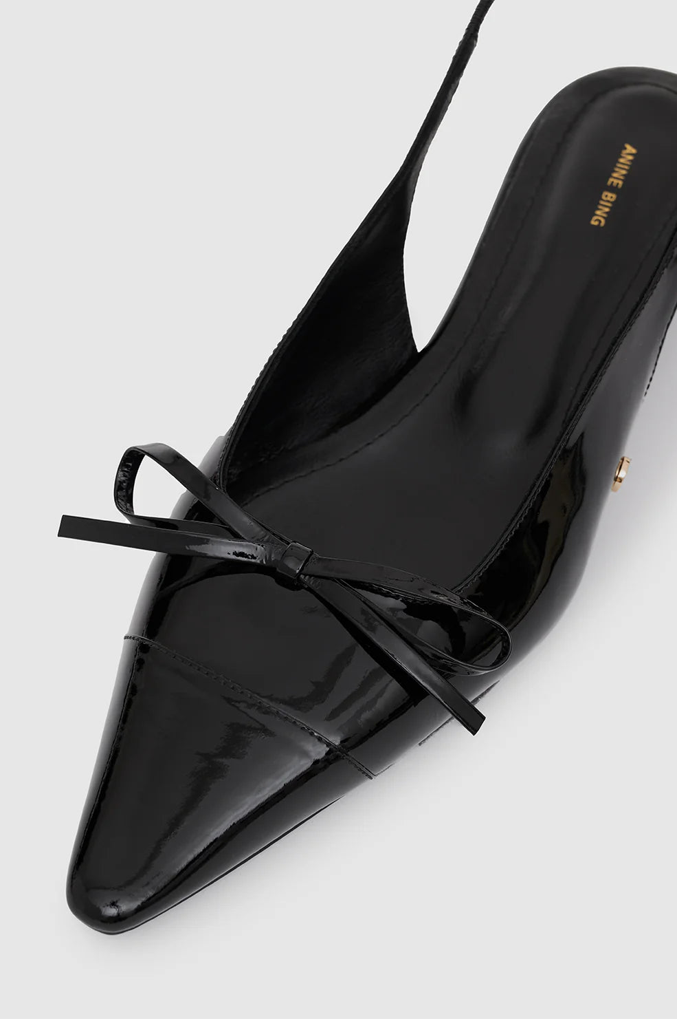 ZOEY SLINGBACK HEELS - BLACK PATENT - ANINE BING