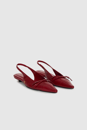 ZOEY SLINGBACK HEELS - RED CRINKLED PATENT - ANINE BING