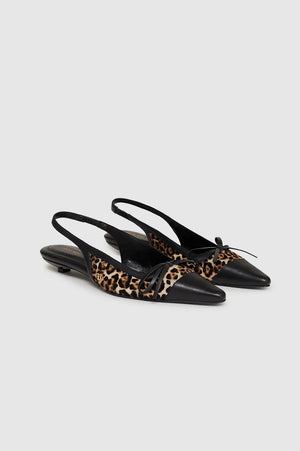 ZOE SLINGBACK HEELS - LEOPARD CALF HAIR - ANINE BING