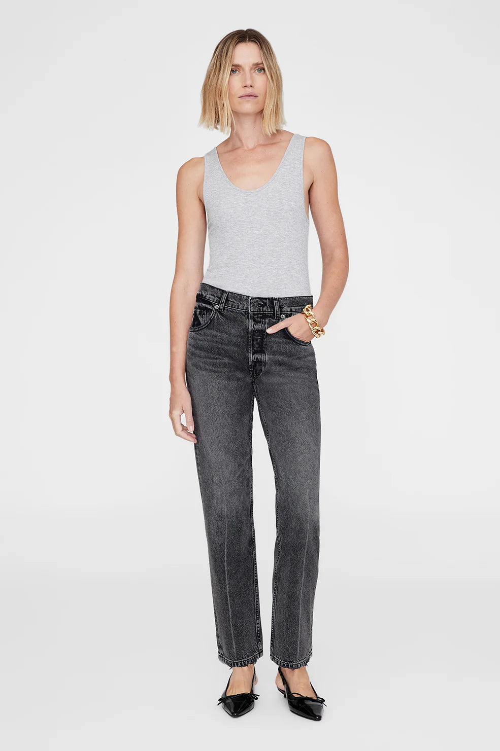 【関税込み】ANINE BING グレー Kate ジーンズ Gray Kate Jeans by ANINE BING on Sale
