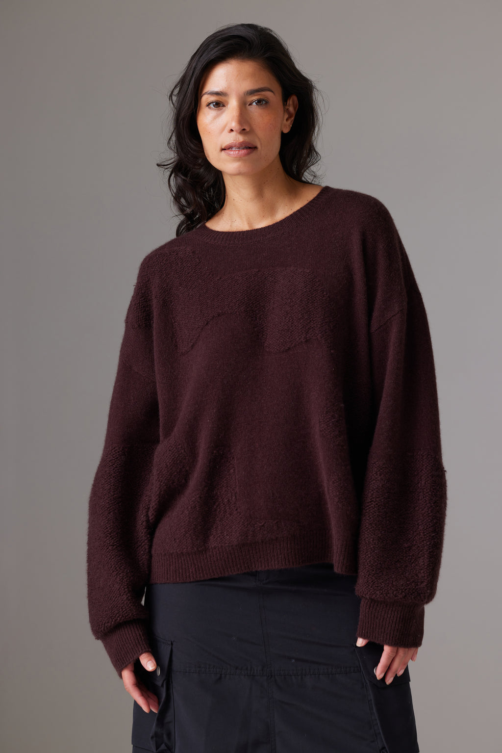 PLUSHY WAVE CREW - COFFEE - CRUSH CASHMERE