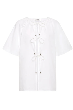 OLIVE TIE TOP - WHITE - PALM NOOSA