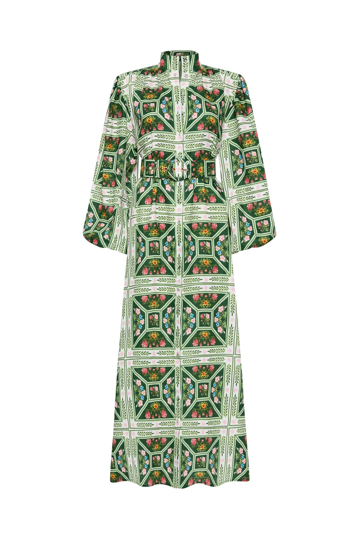 NODDY DRESS - FLORA TILE - PALM NOOSA