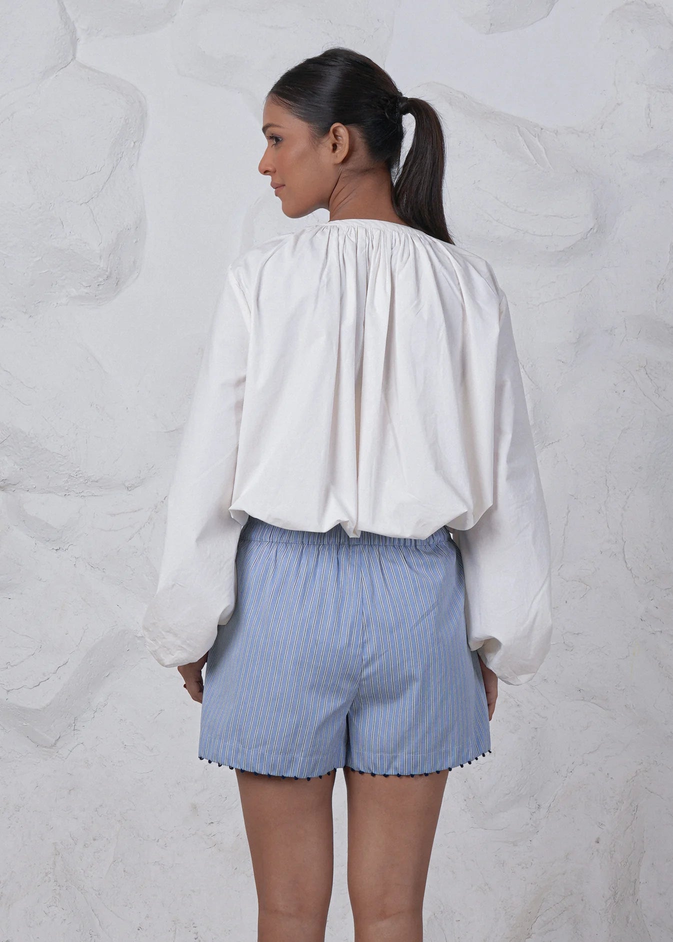 LOLA CUTWORK SHIRT - WHITE -  SAY THE LABEL