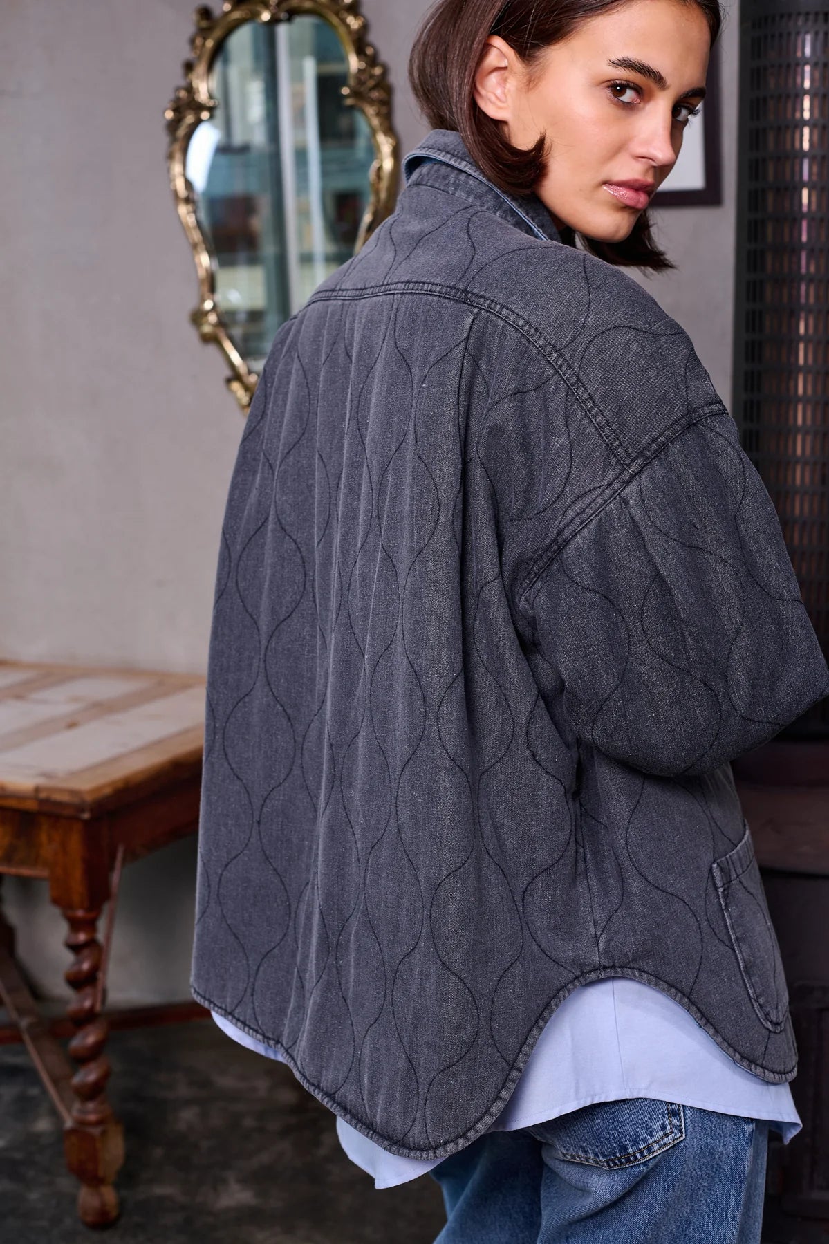 CARTER QUILTED REVERSIBLE JACKET  - DENIM - BARRY MADE