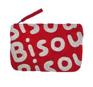 BISOU BISOU BEADED CLUTCH - RED WHITE  - THE JACKSONS