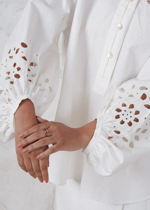 LOLA CUTWORK SHIRT - WHITE -  SAY THE LABEL