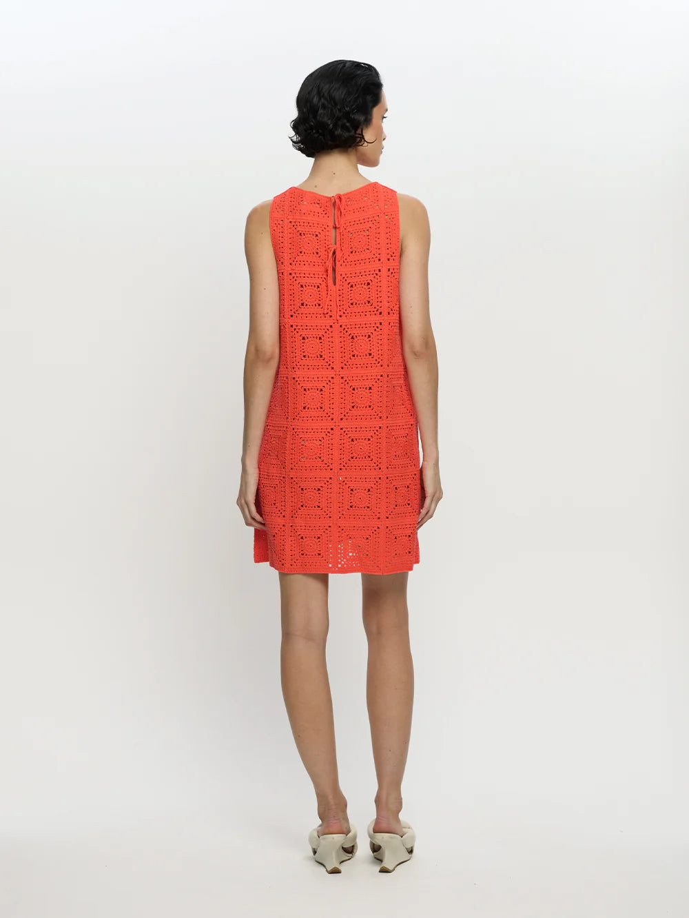 BRENNA CROCHET MINI DRESS - CORAL - KIVARI