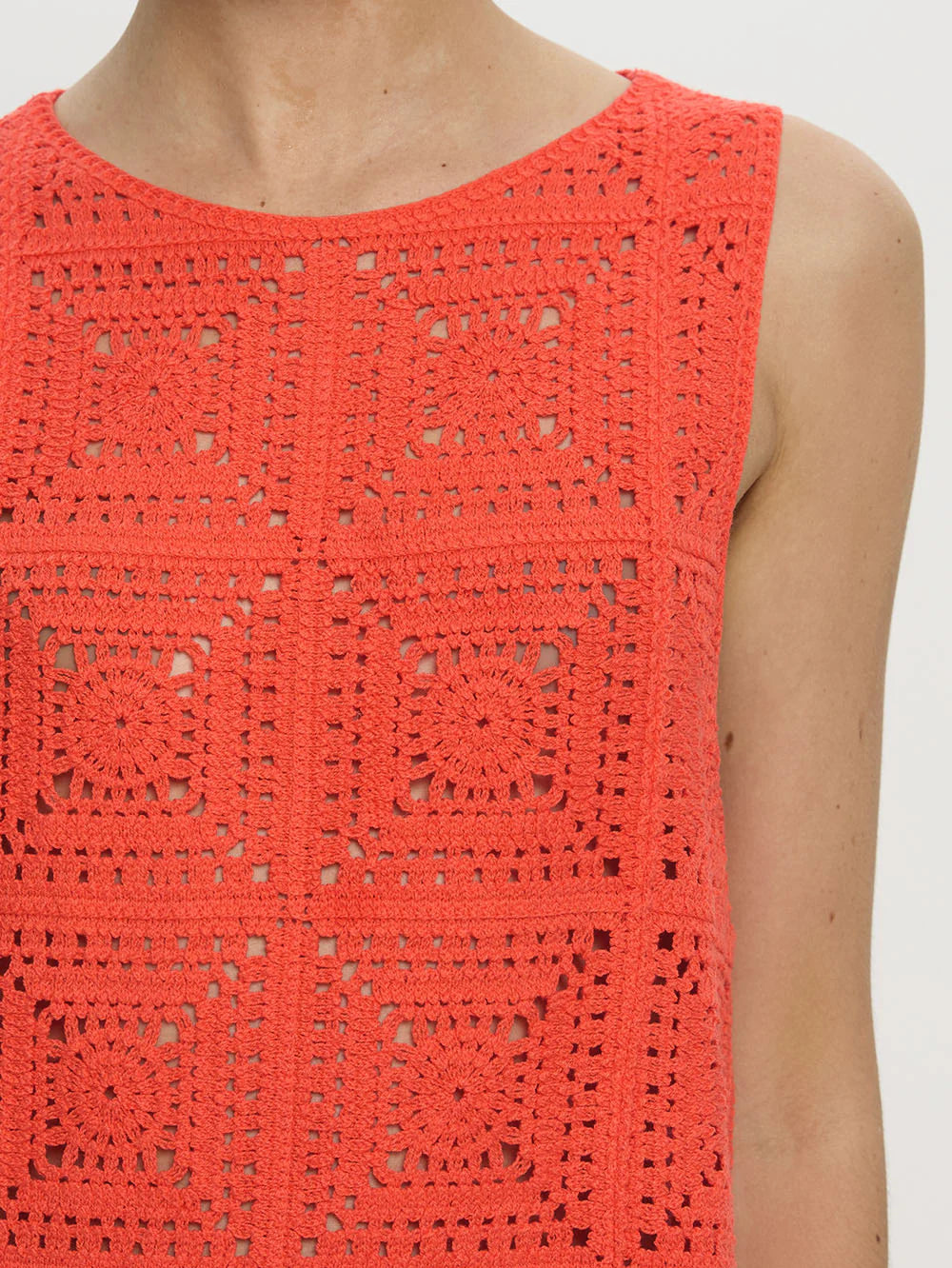 BRENNA CROCHET MINI DRESS - CORAL - KIVARI