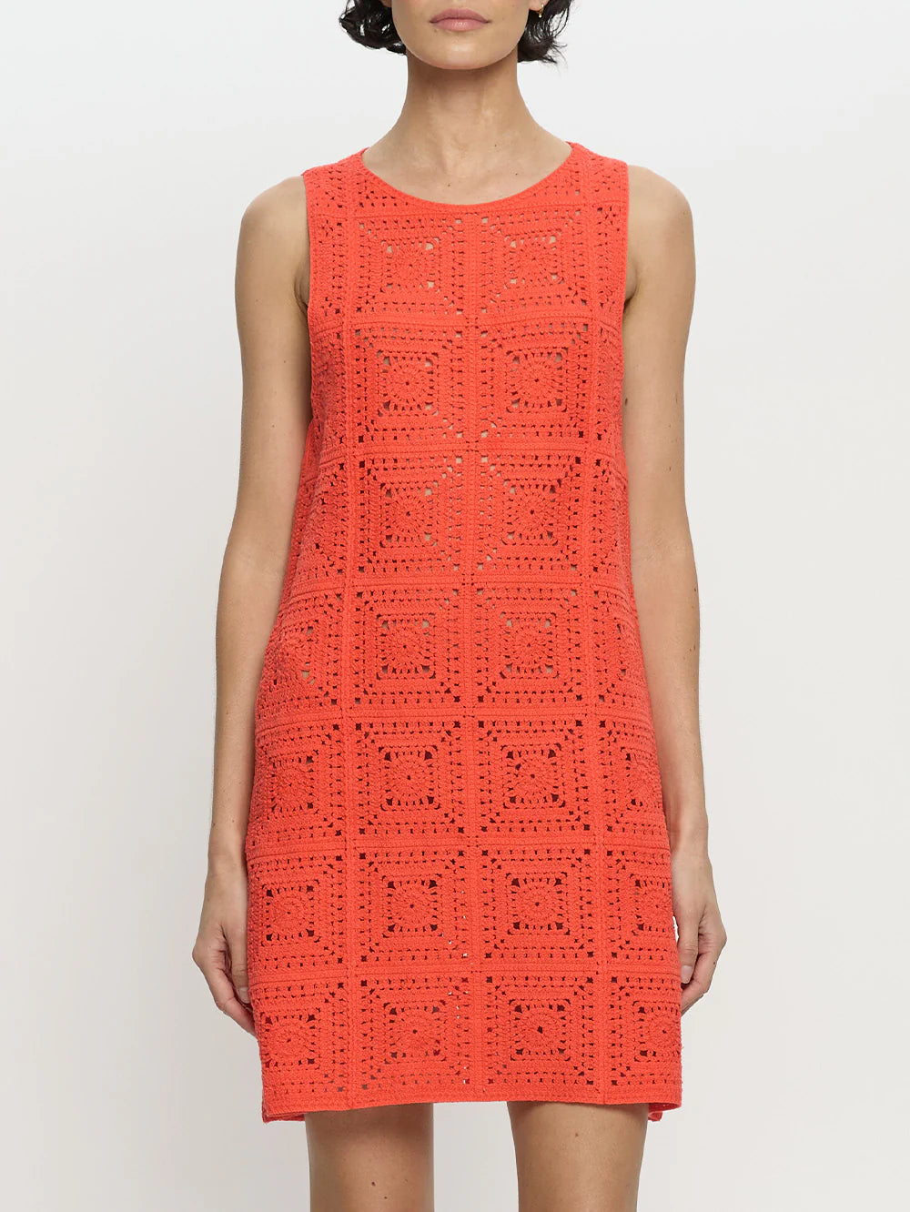BRENNA CROCHET MINI DRESS - CORAL - KIVARI