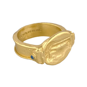 KURT RING WITH LAPIS LAZULI - GOLD - CLEOPATRAS BLING