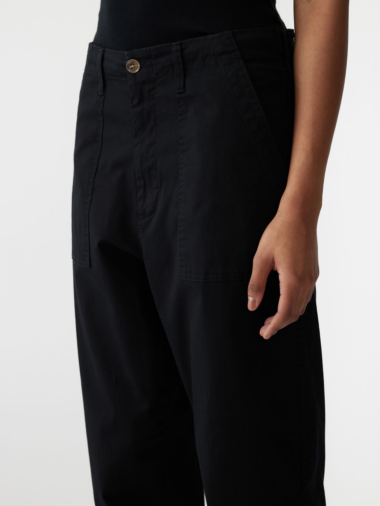 STRETCH COTTON RELAXED PANT - BLACK - BASSIKE