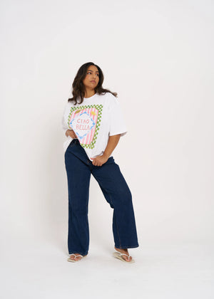 CIAO BELLA OVERSIZE TEE - WHITE - MAKU